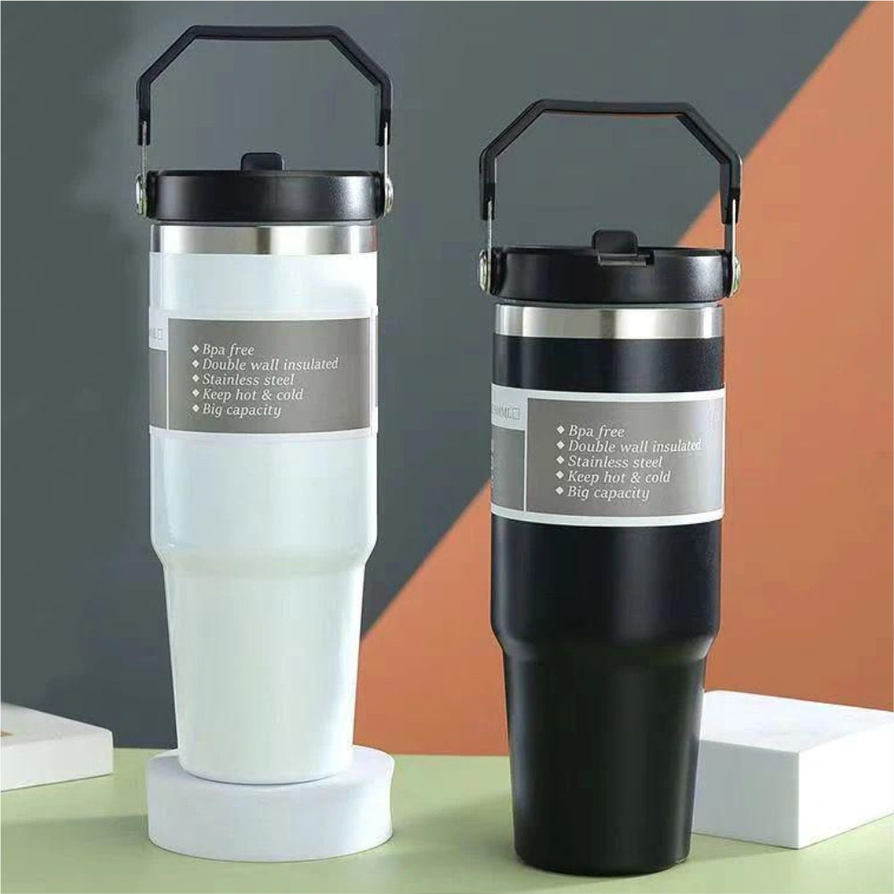 Personalized Stainless Steel Tumbler Bottle with Carry Handle