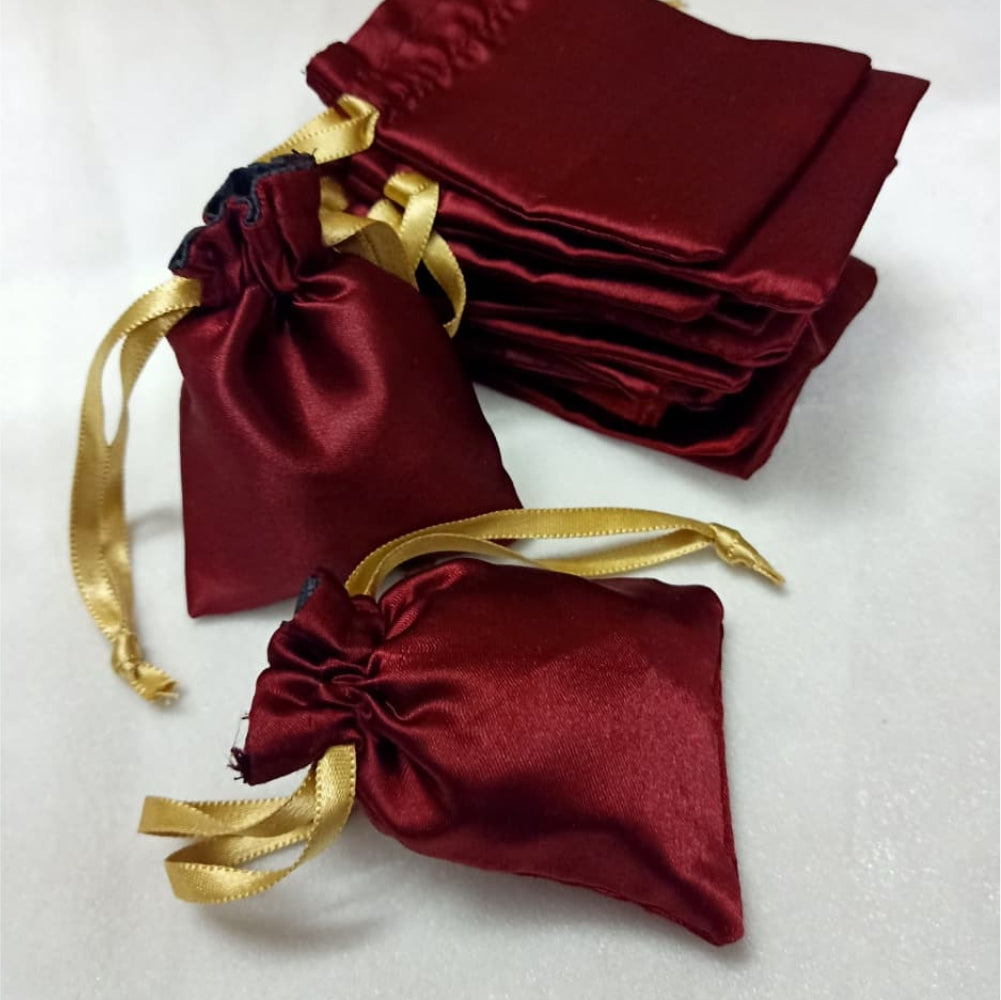 3x4 Inch  Satin Drawstring Pouch Bag  | Plain