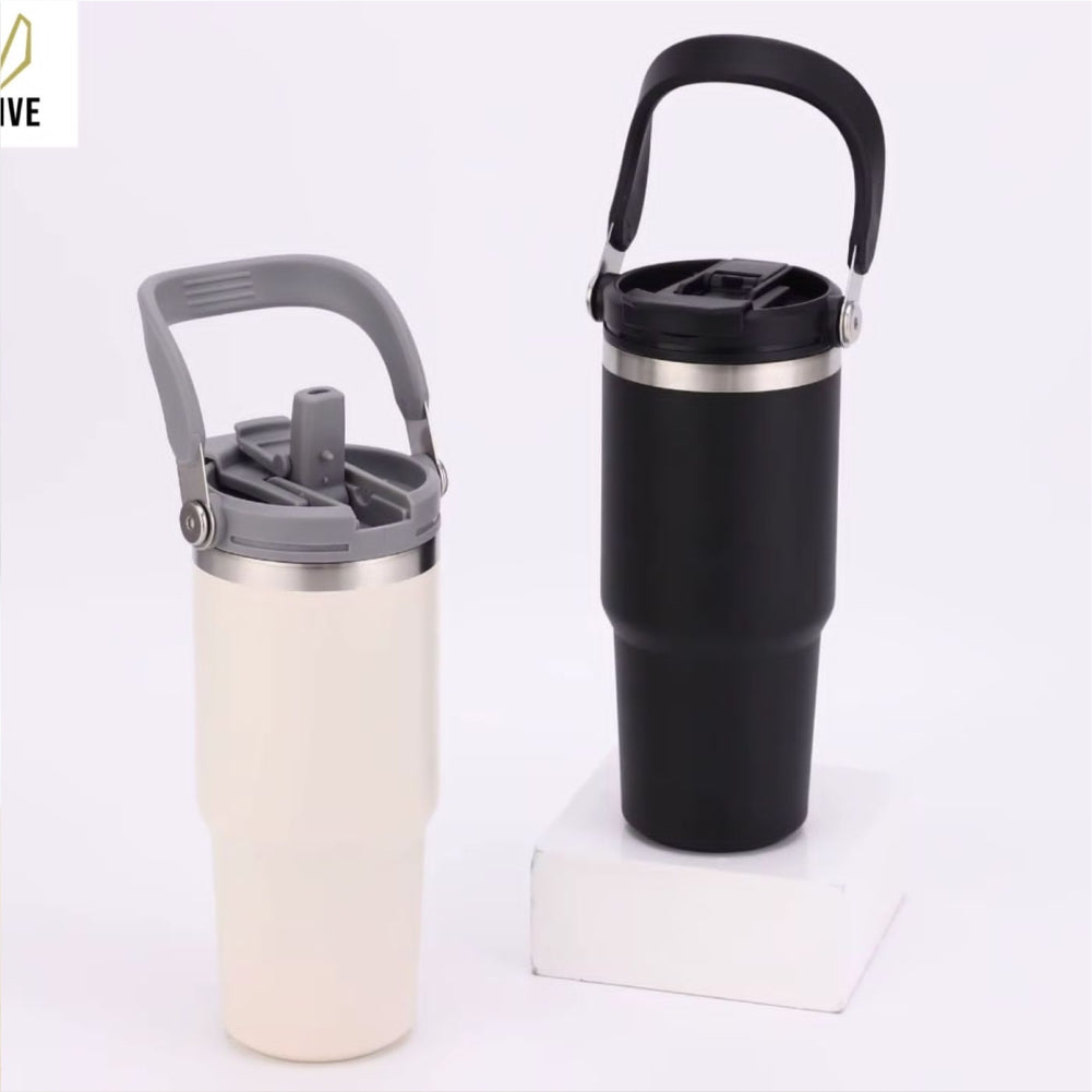 Personalized Stainless Steel Tumbler Bottle with Carry Handle