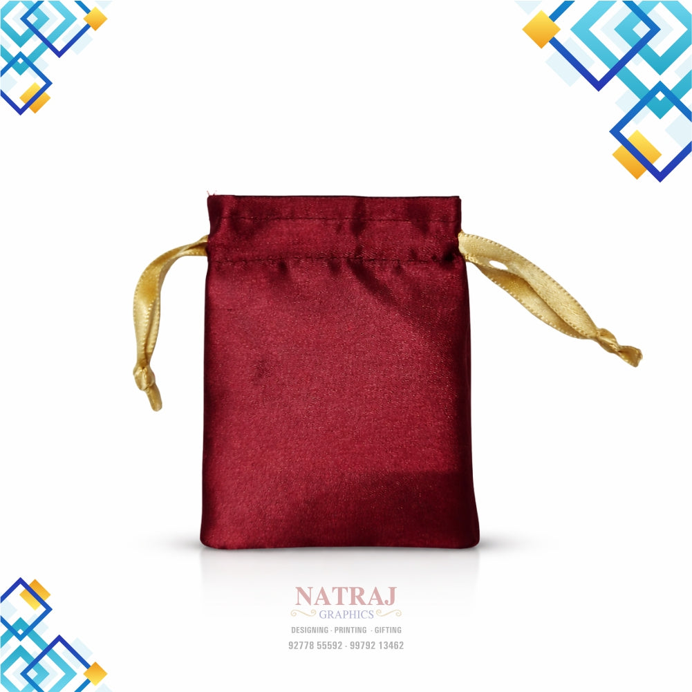 3x4 Inch  Satin Drawstring Pouch Bag  | Plain