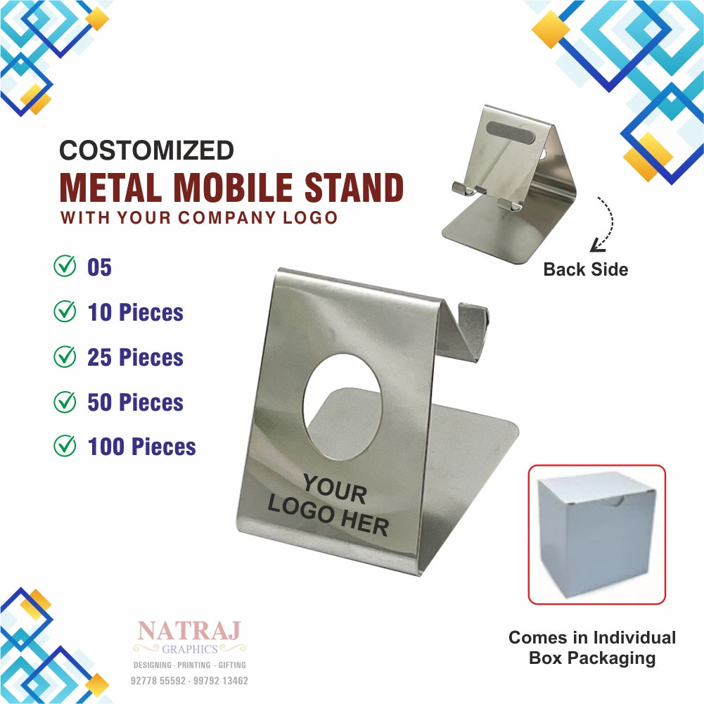 Premium Mobile Stand Steel | Silver | Best for Corporate Gifting | NatrajGraphics