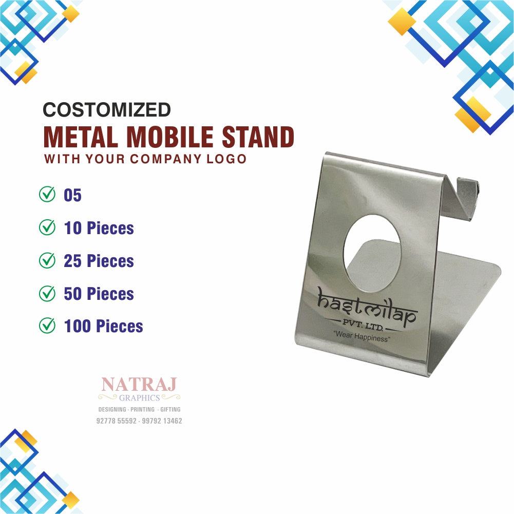 Premium Mobile Stand Steel | Silver | Best for Corporate Gifting | NatrajGraphics