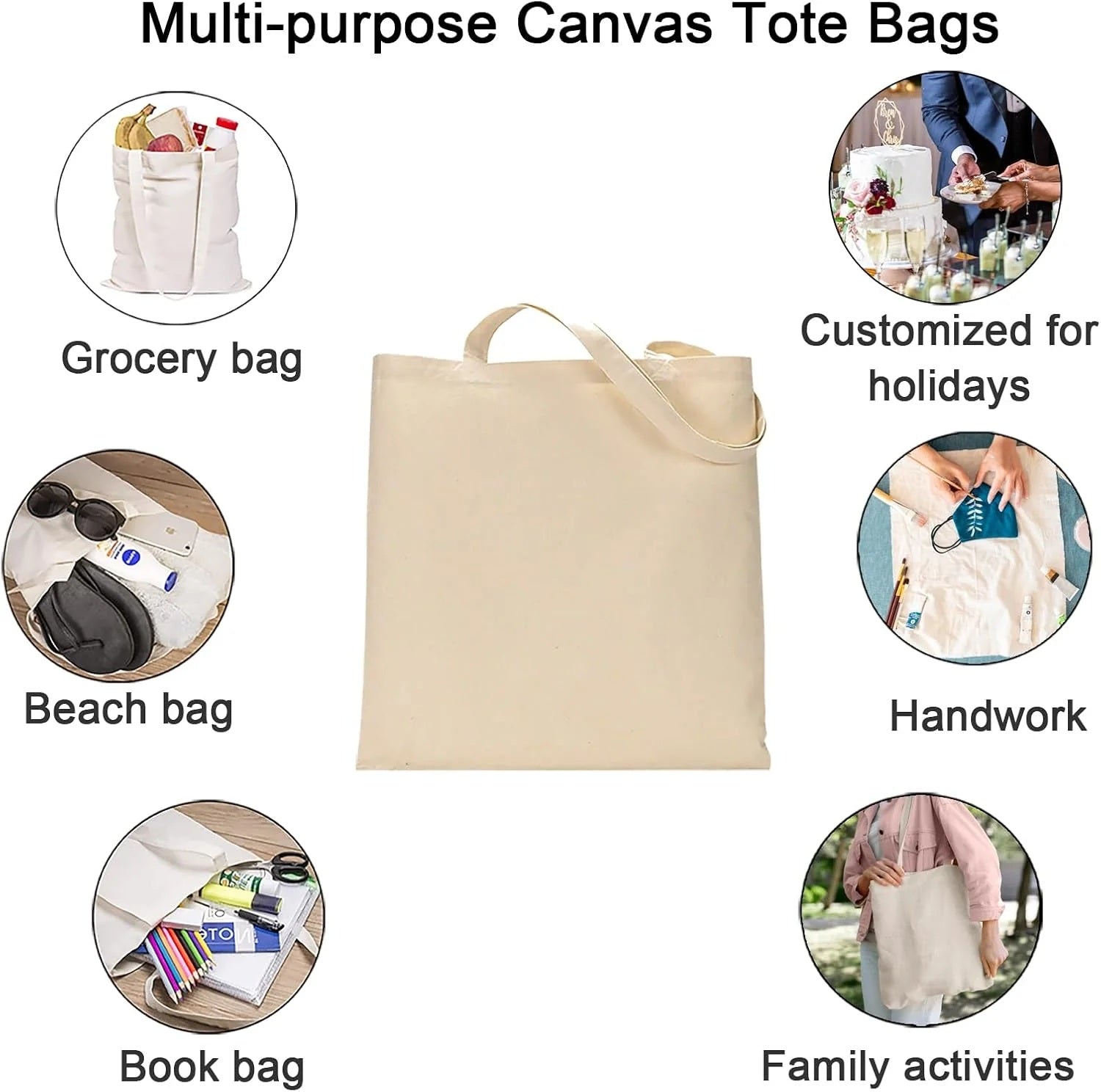 14x16 Inch Cotton Canvas Tote Bag | 150 GSM | CUSTOME PRINTING | 100 PCS PACKING