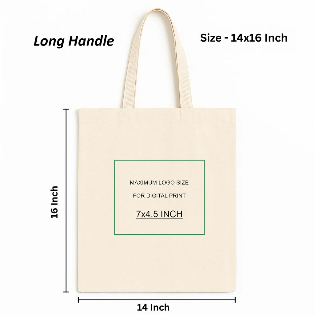 14x16 Inch Cotton Canvas Tote Bag | 150 GSM | CUSTOME PRINTING | 100 PCS PACKING